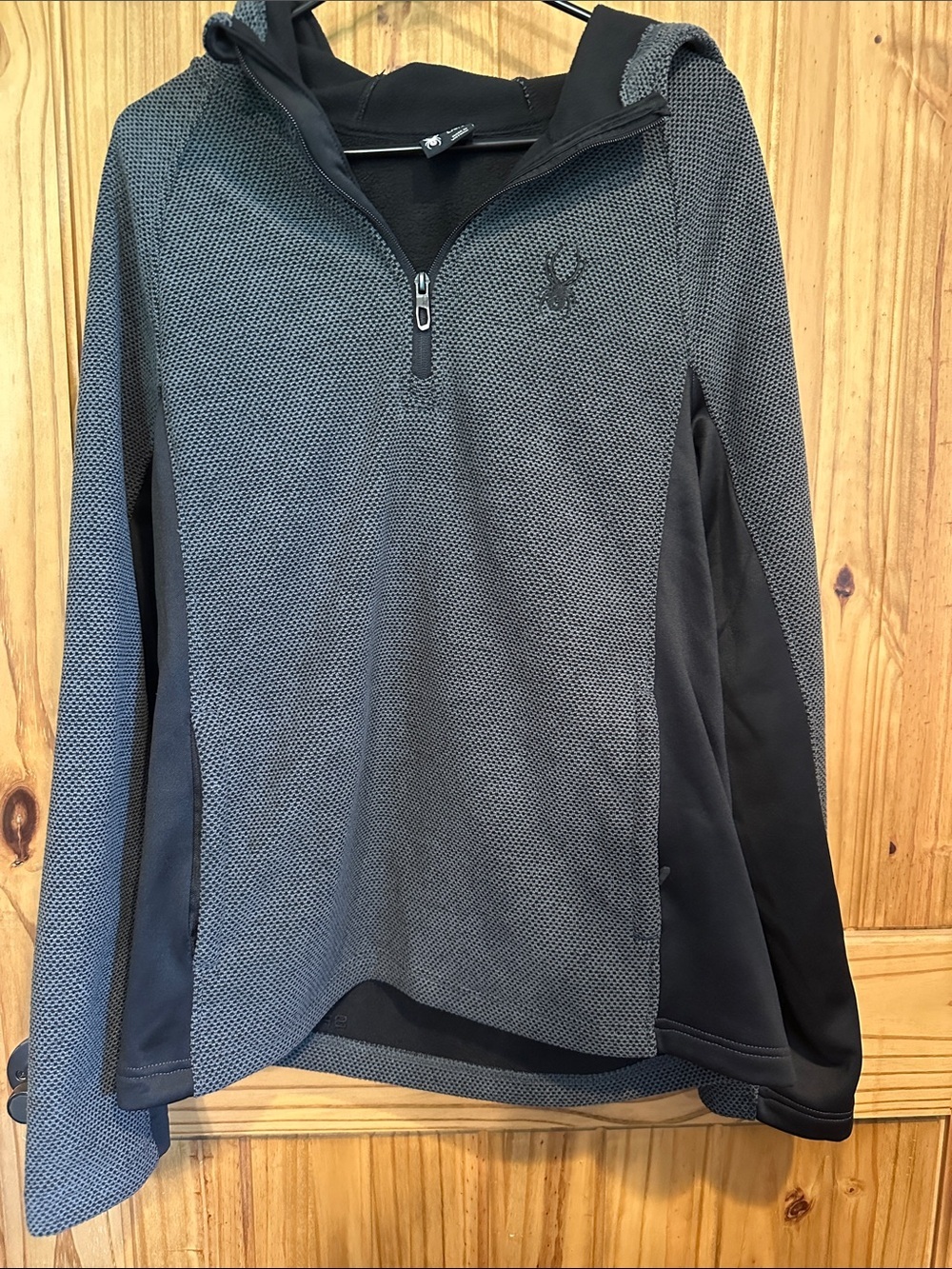 Spyder Men's Gray and Black Half-Zip Hooded Performance Sweater